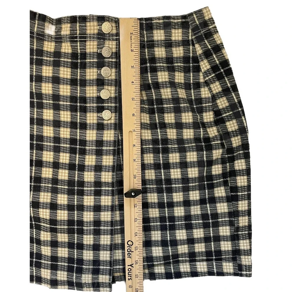 Vtg Niki Lee‎ Denim Striped Button Wrap Skirt Womens Size 13 Mini Retro